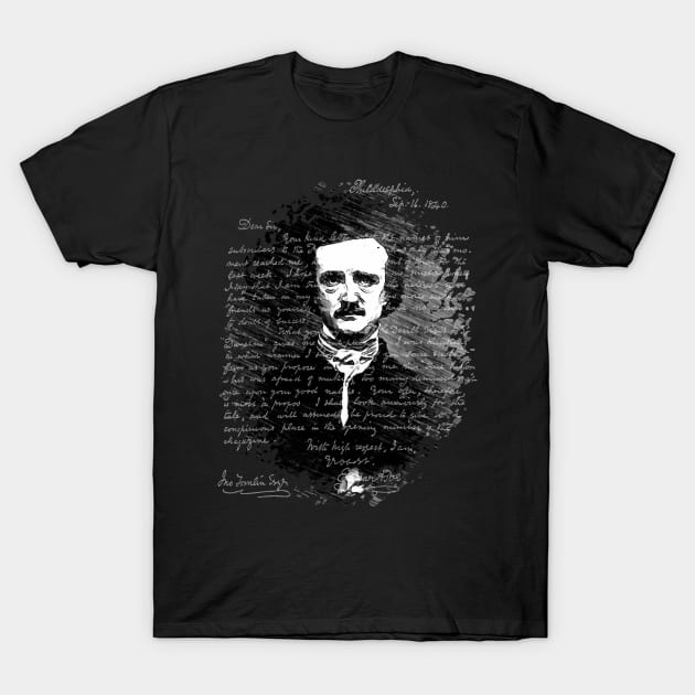 Edgar Allan Poe Portrait Letter 2 T-Shirt by EDDArt